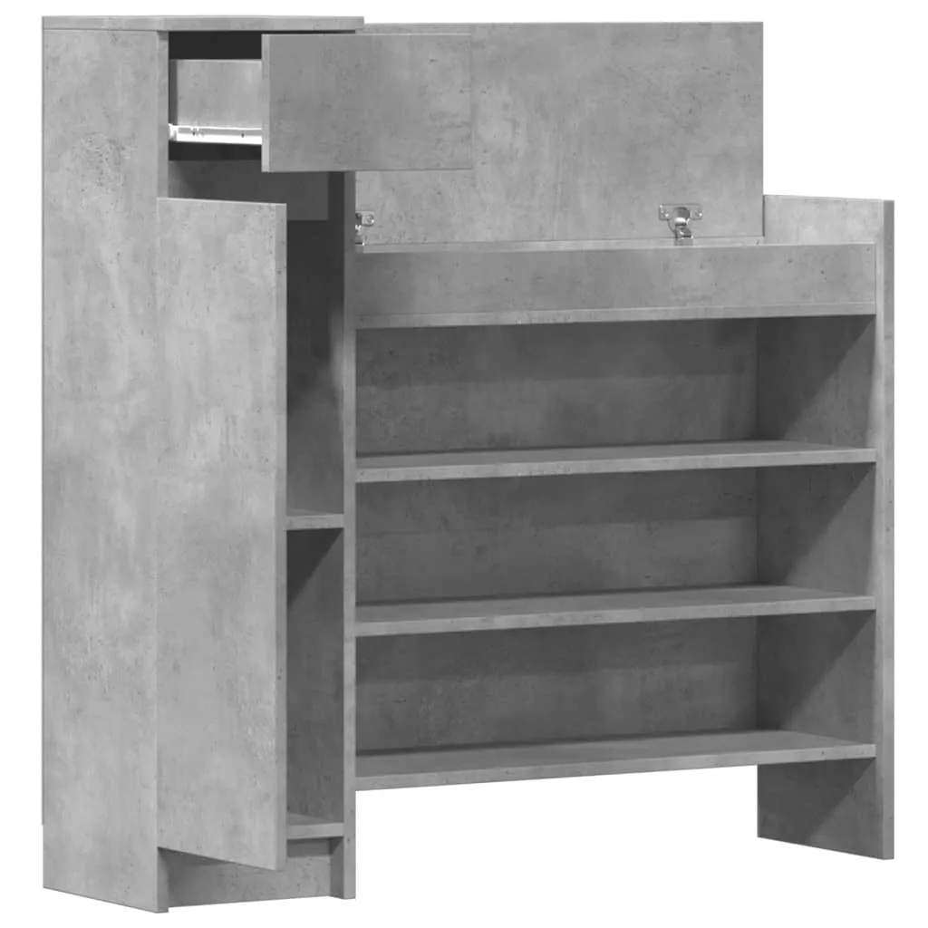 Shoe Cabinet Concrete Grey 100.5x28x100 cm Engineered Wood