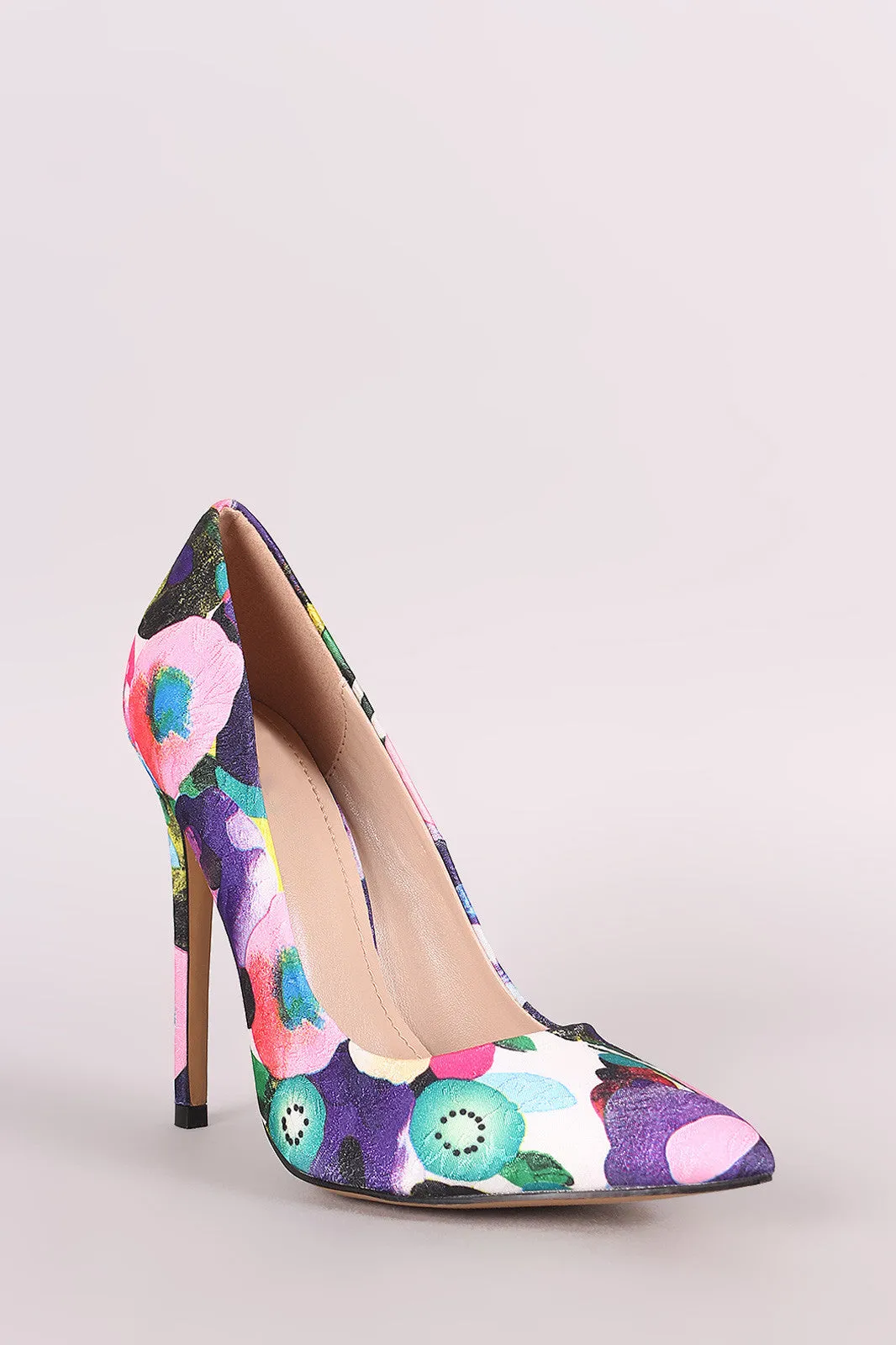 Shoe Republic LA Abstract Floral Pointy Toe Stiletto Pump