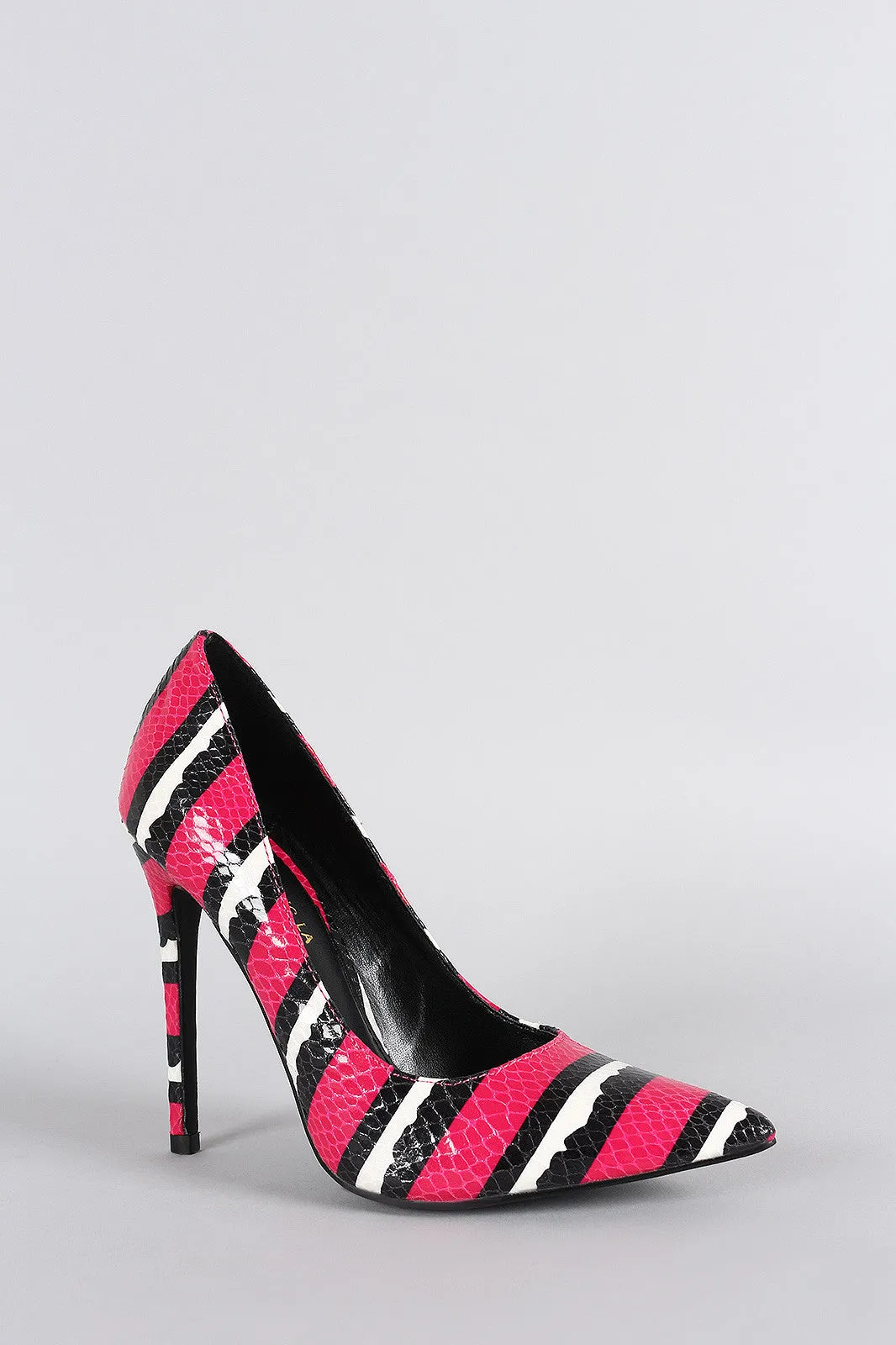 Shoe Republic LA Colorful Snake Pointy Toe Pump