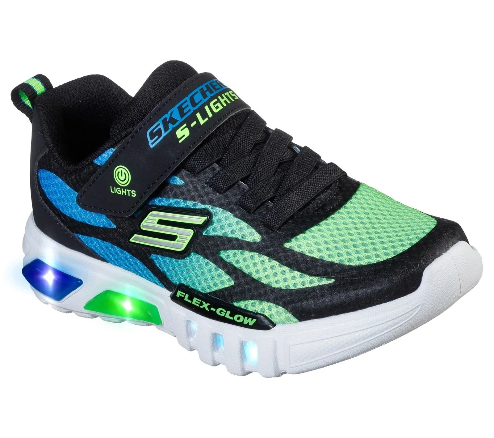 Skechers Flex-Glow Dezlom Sports Shoes Childrens Sports in Black/Lime