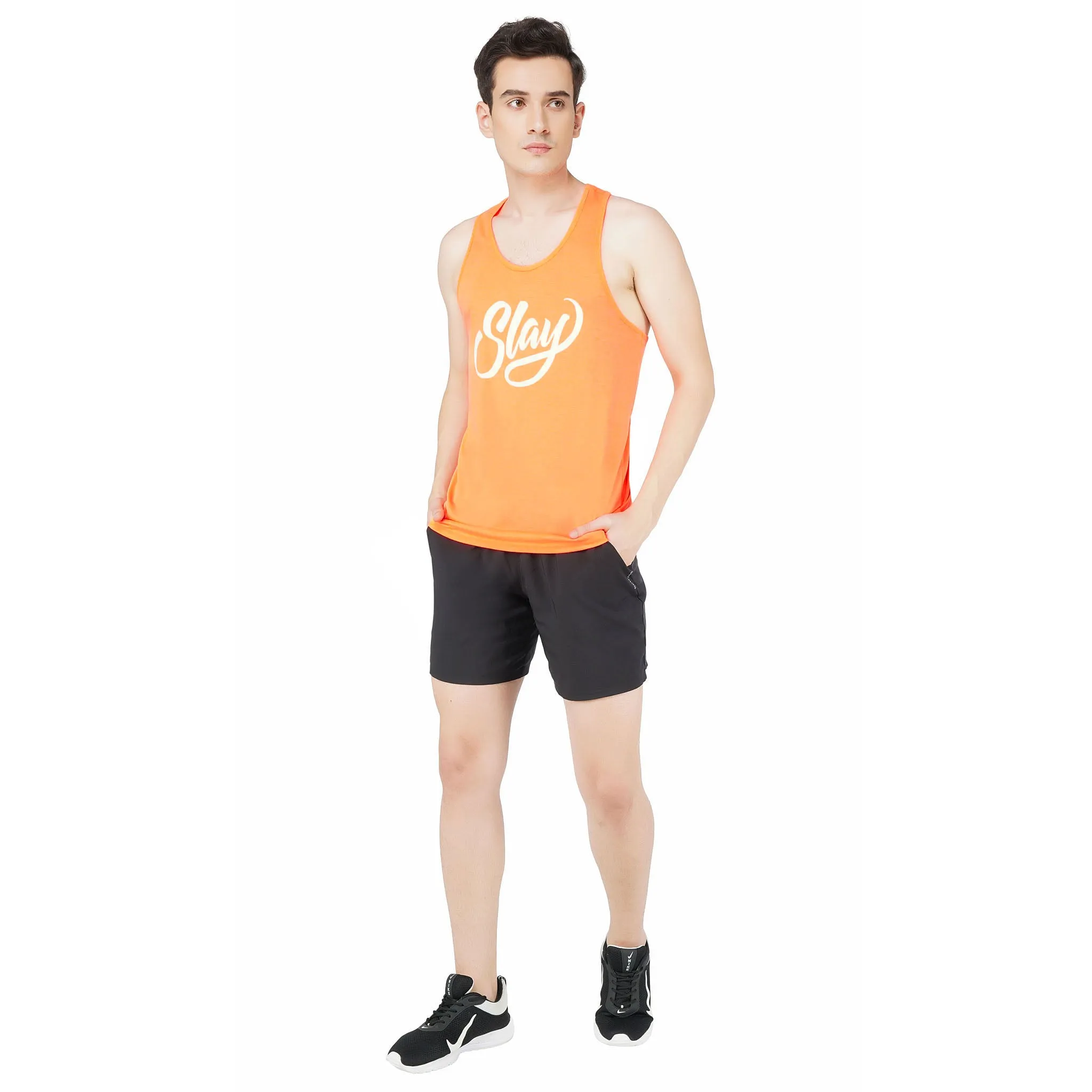 SLAY. Sport Men's Neon Orange Printed Vest