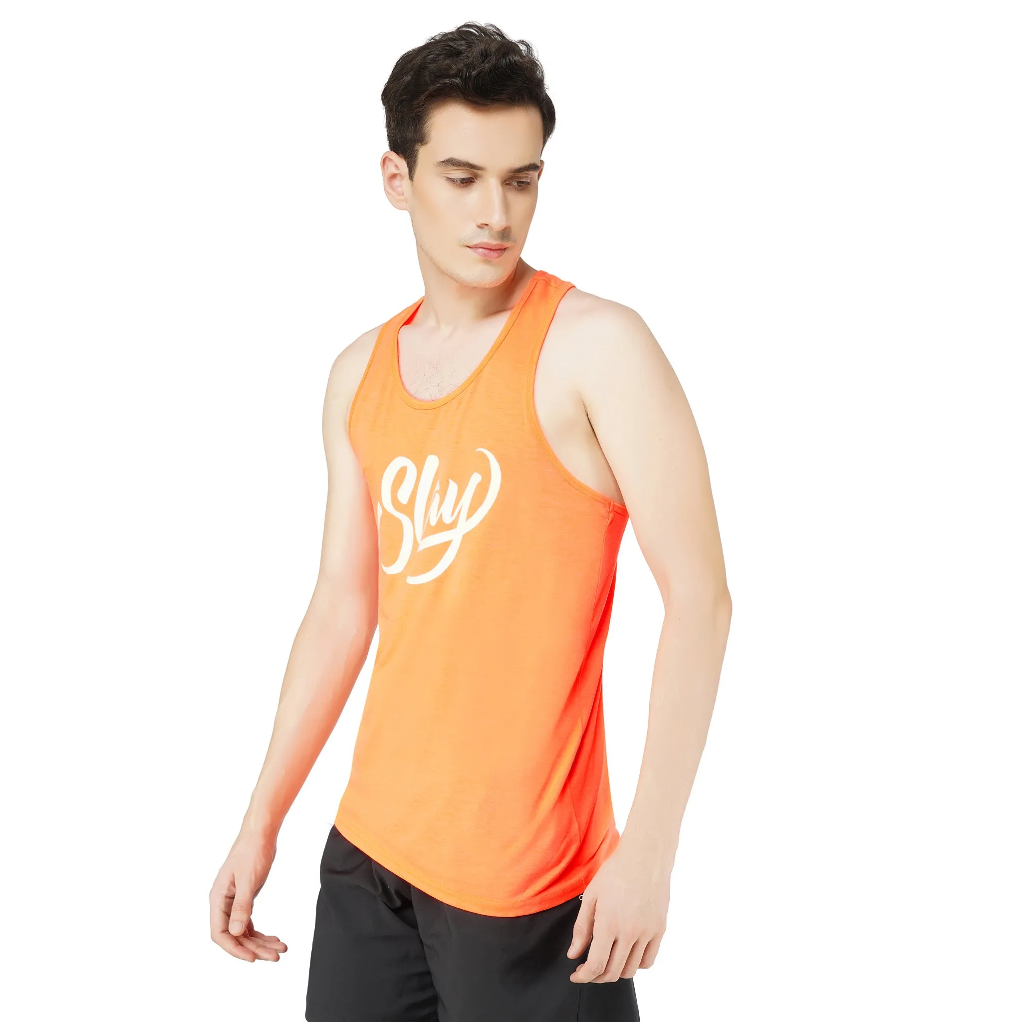 SLAY. Sport Men's Neon Orange Printed Vest