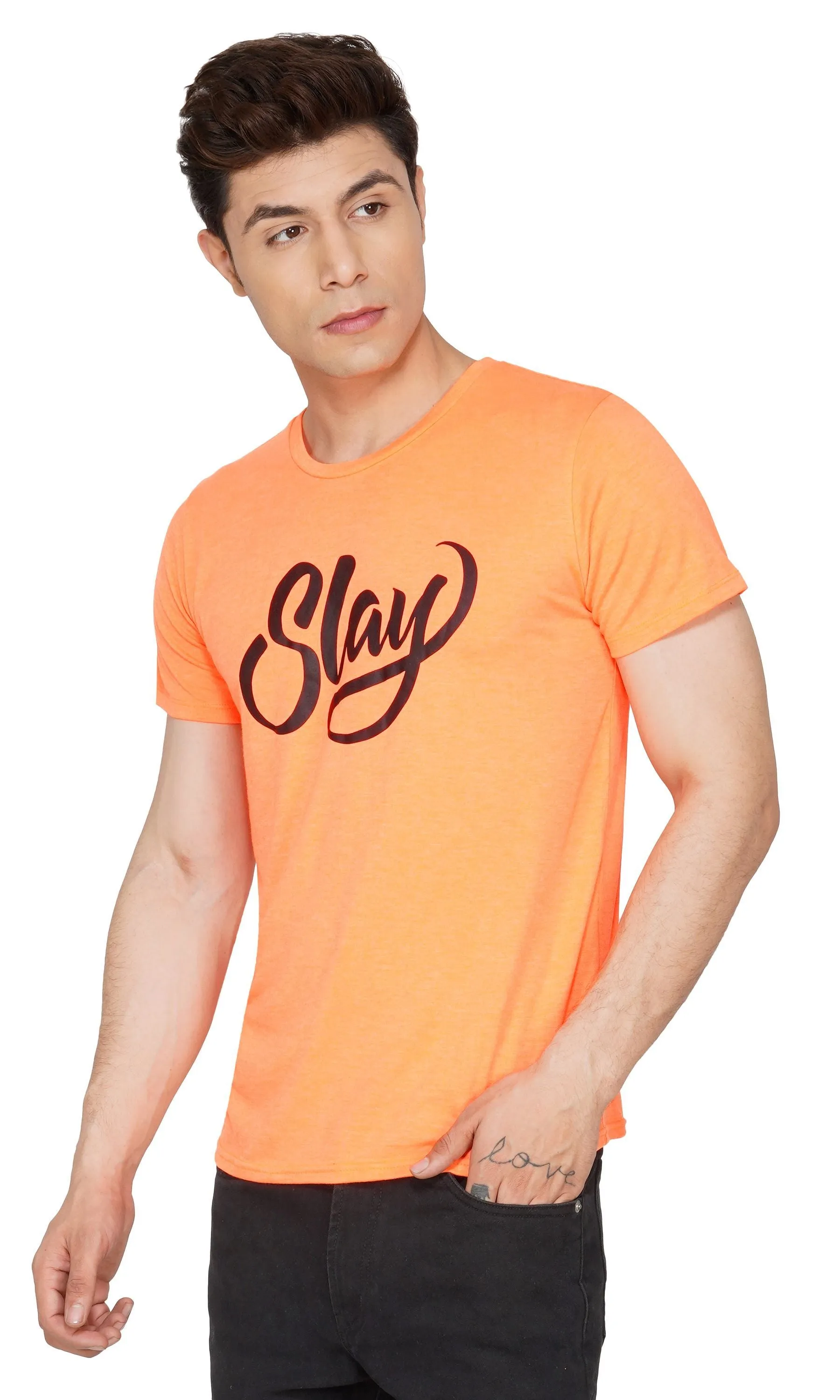 SLAY. Sport Men's Printed Neon Orange T-shirt