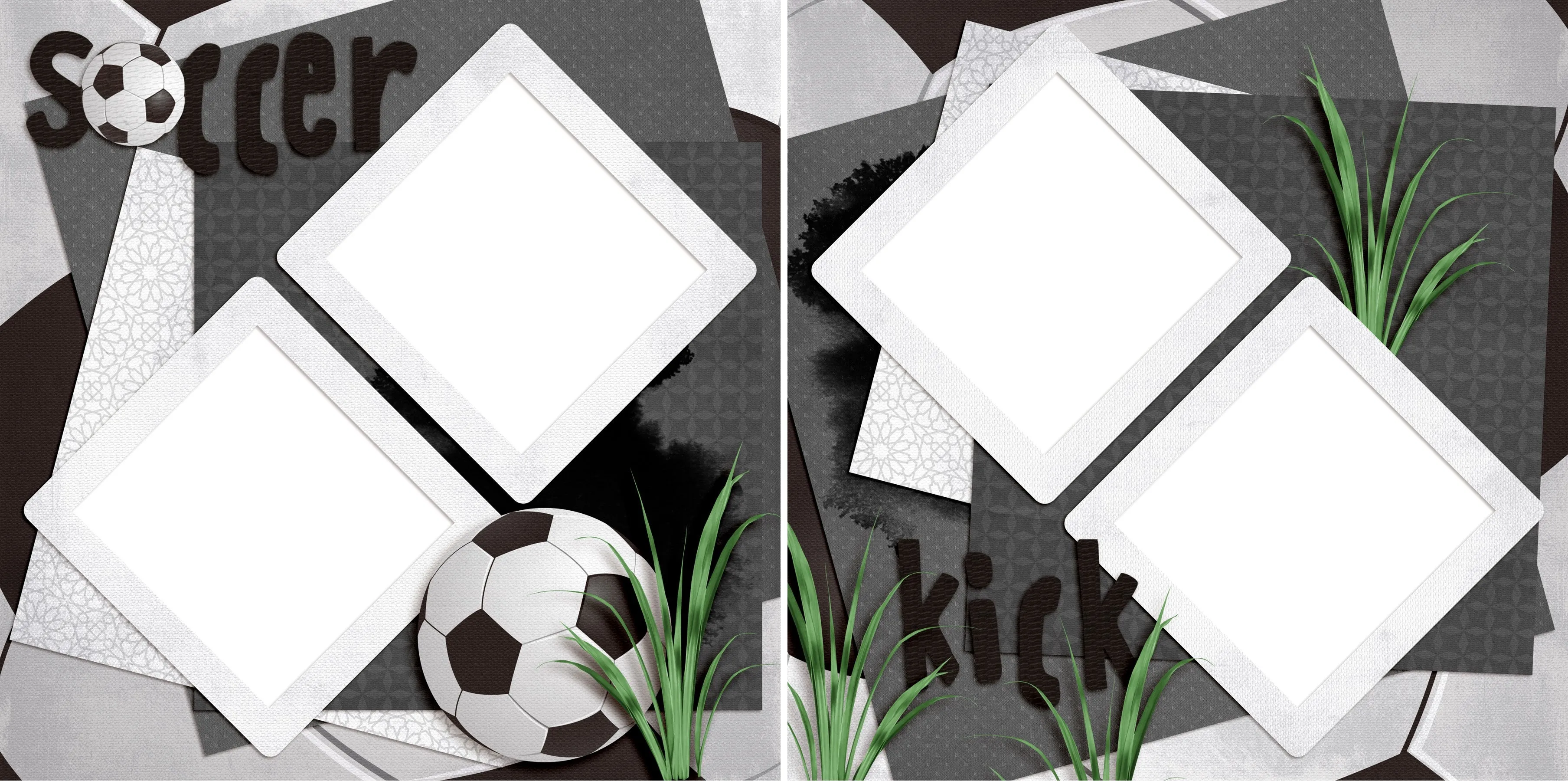 Soccer Kick - Digital Scrapbook Pages - INSTANT DOWNLOAD