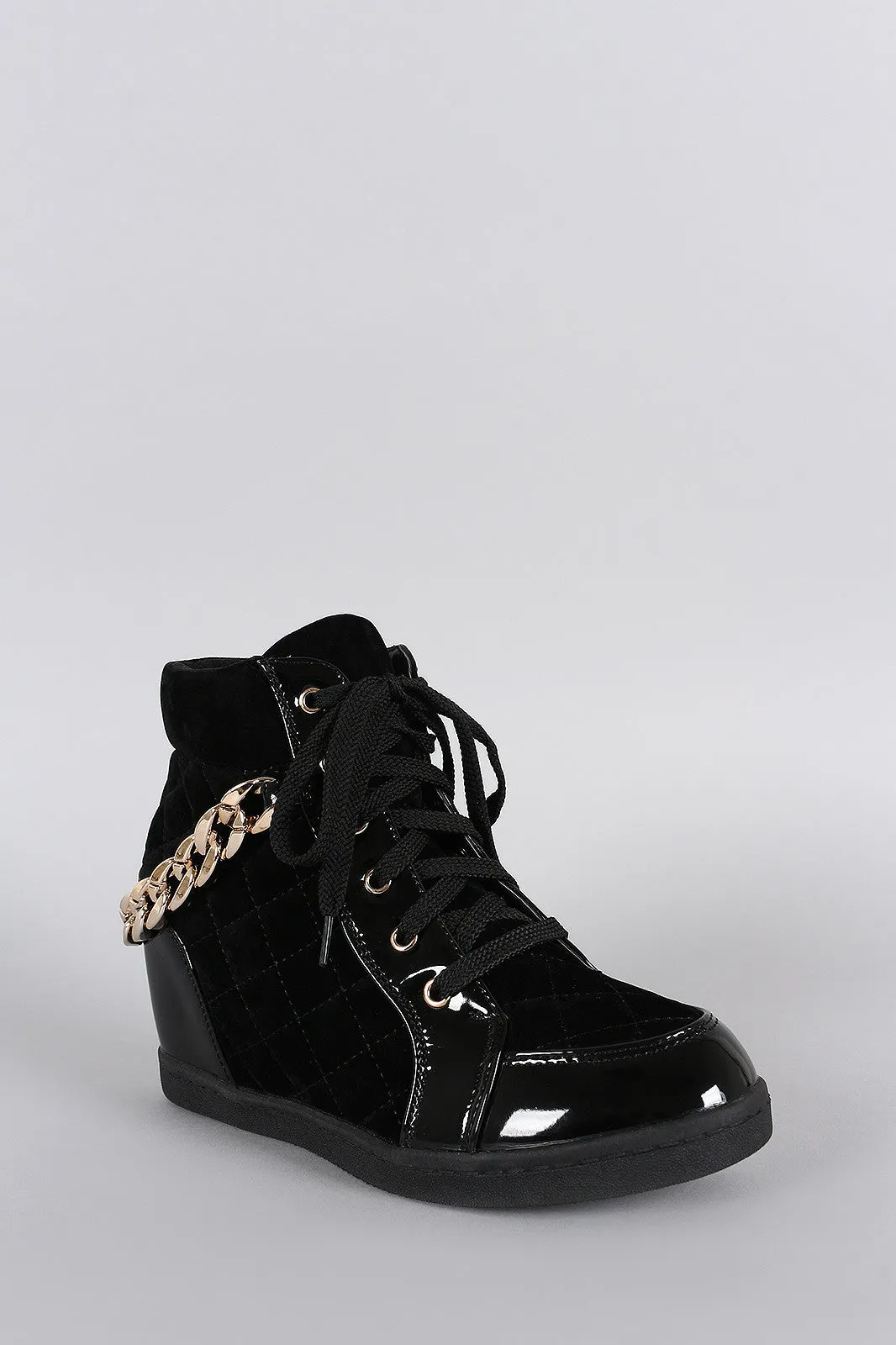 Street Style Rear Chain High Top Wedge Sneaker