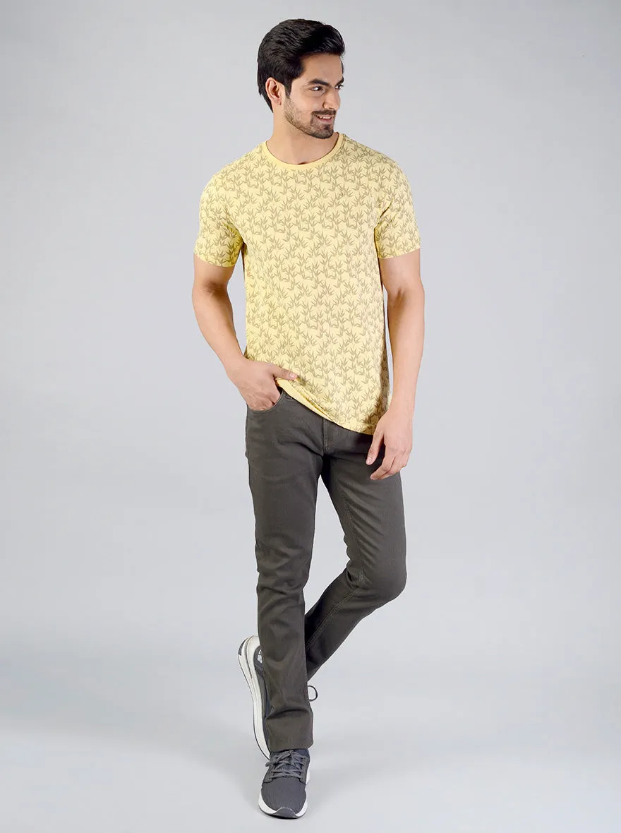 Sunshine Yellow Printed Slim Fit T-shirt | JadeBlue