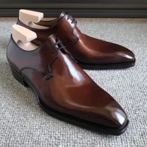 Tailor Made Bespoke Adorable Brown Leather Lace up whole cut Oxford Formal Dress Shoes