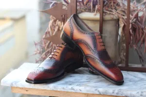 Tailor Made Men's Two Tone Leather Oxford Wingtip Lace Up Brogue Dress Formal Shoes