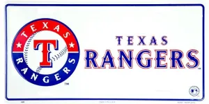 Texas Rangers Metal License Plate Sign