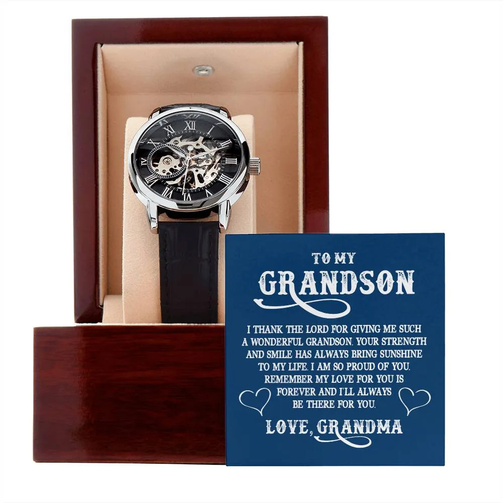 To My GrandSon - I thank The LORD for giving me such, Men's Openwork Watch