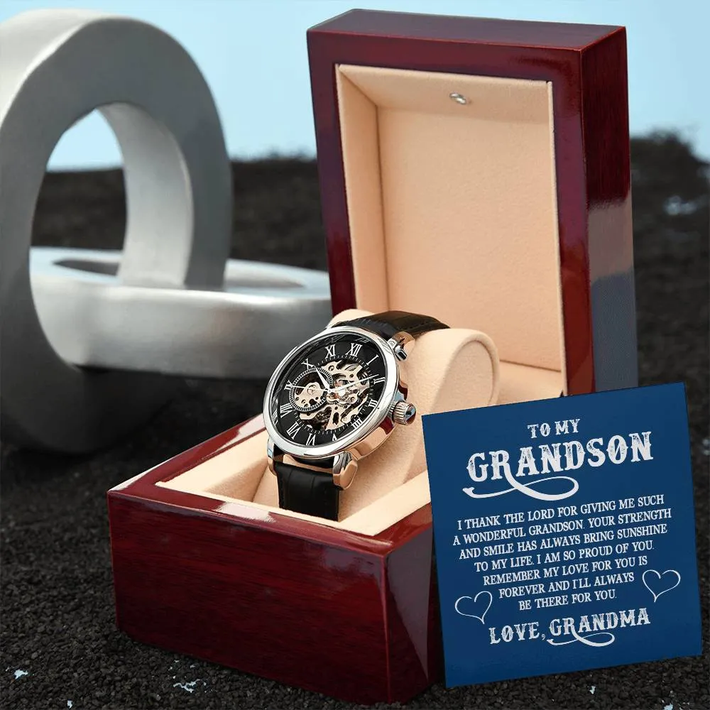 To My GrandSon - I thank The LORD for giving me such, Men's Openwork Watch