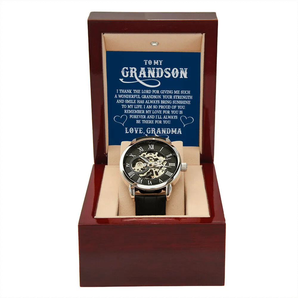 To My GrandSon - I thank The LORD for giving me such, Men's Openwork Watch