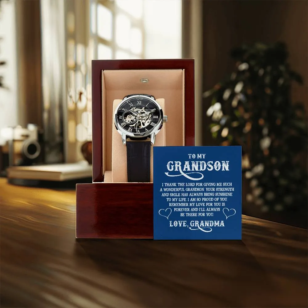 To My GrandSon - I thank The LORD for giving me such, Men's Openwork Watch