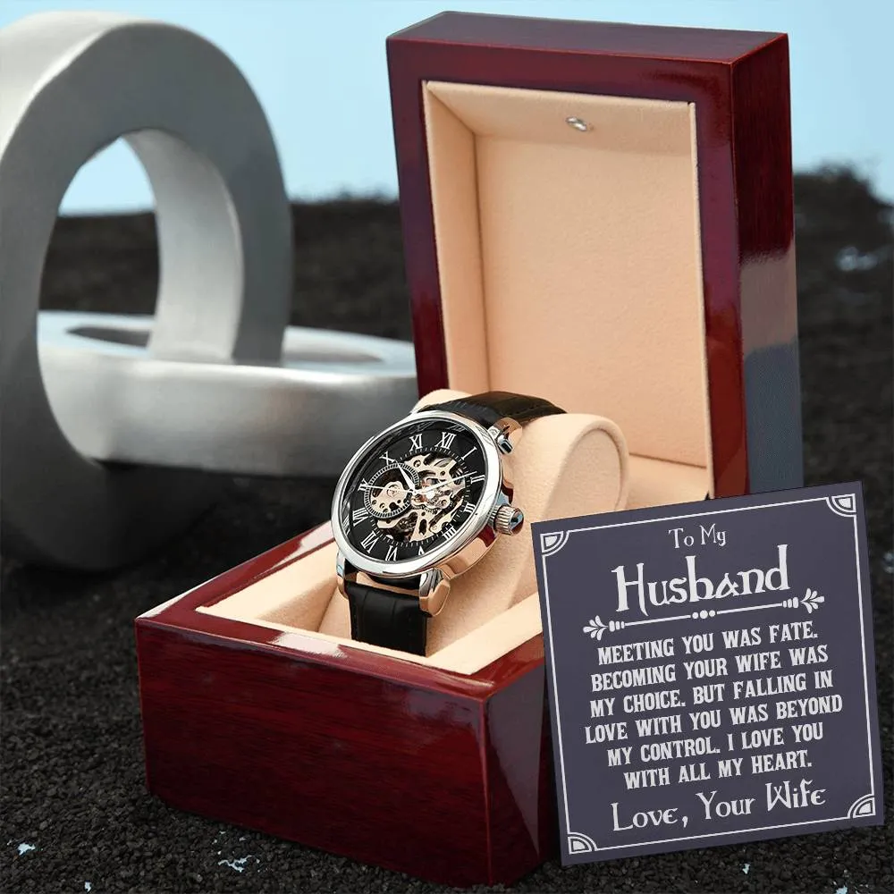 To My Husband - Meeting you was fate, Men's Openwork Watch