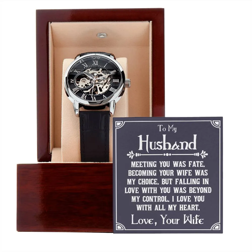 To My Husband - Meeting you was fate, Men's Openwork Watch