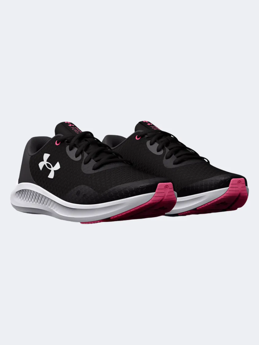 Under Armour Charged Pursuit 3 Gs-Girls Running Shoes Black/White/Pink