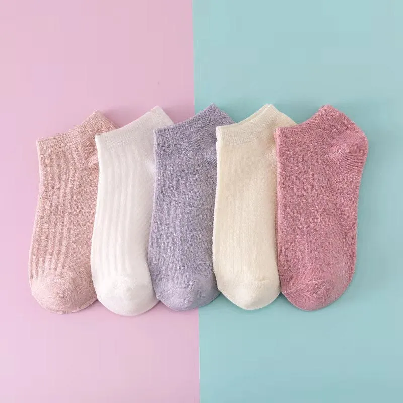 Women Invisible No Show Cotton Ankle Boat Socks, 5 Pairs