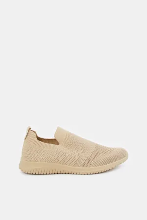 Women Taupe Slip On Sneakers