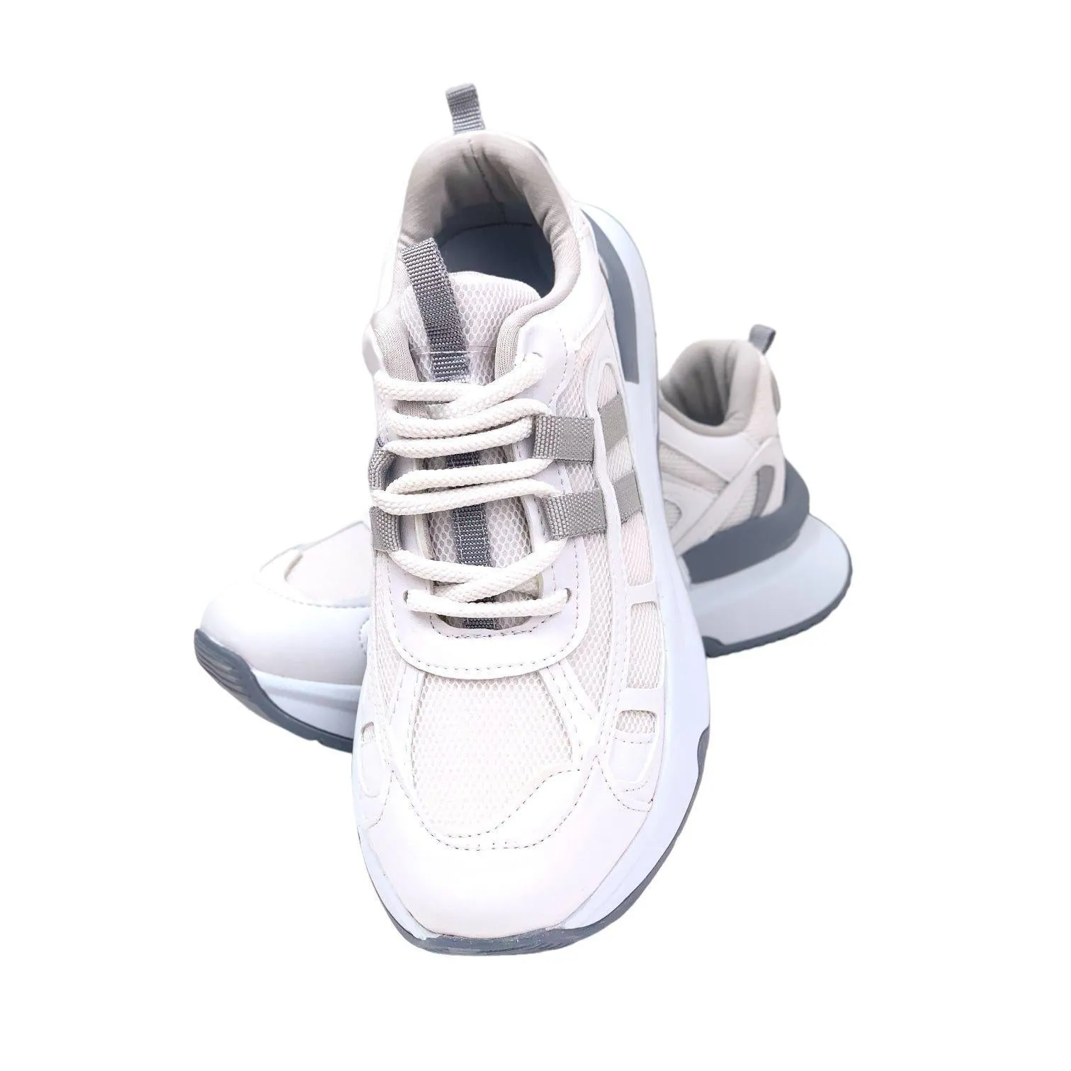 Women's Osda White Gray Casual Sports Shoes Sneaker 4 cm