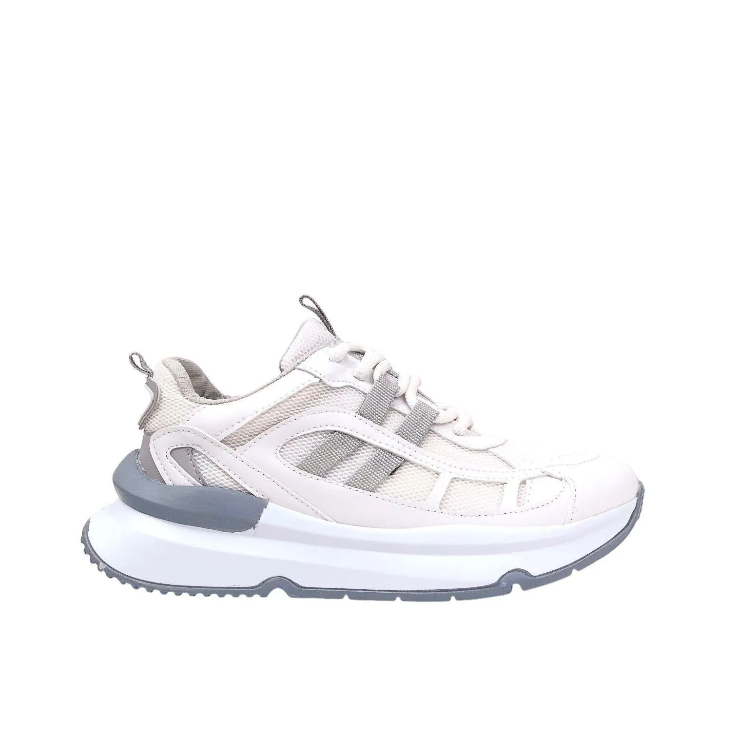 Women's Osda White Gray Casual Sports Shoes Sneaker 4 cm