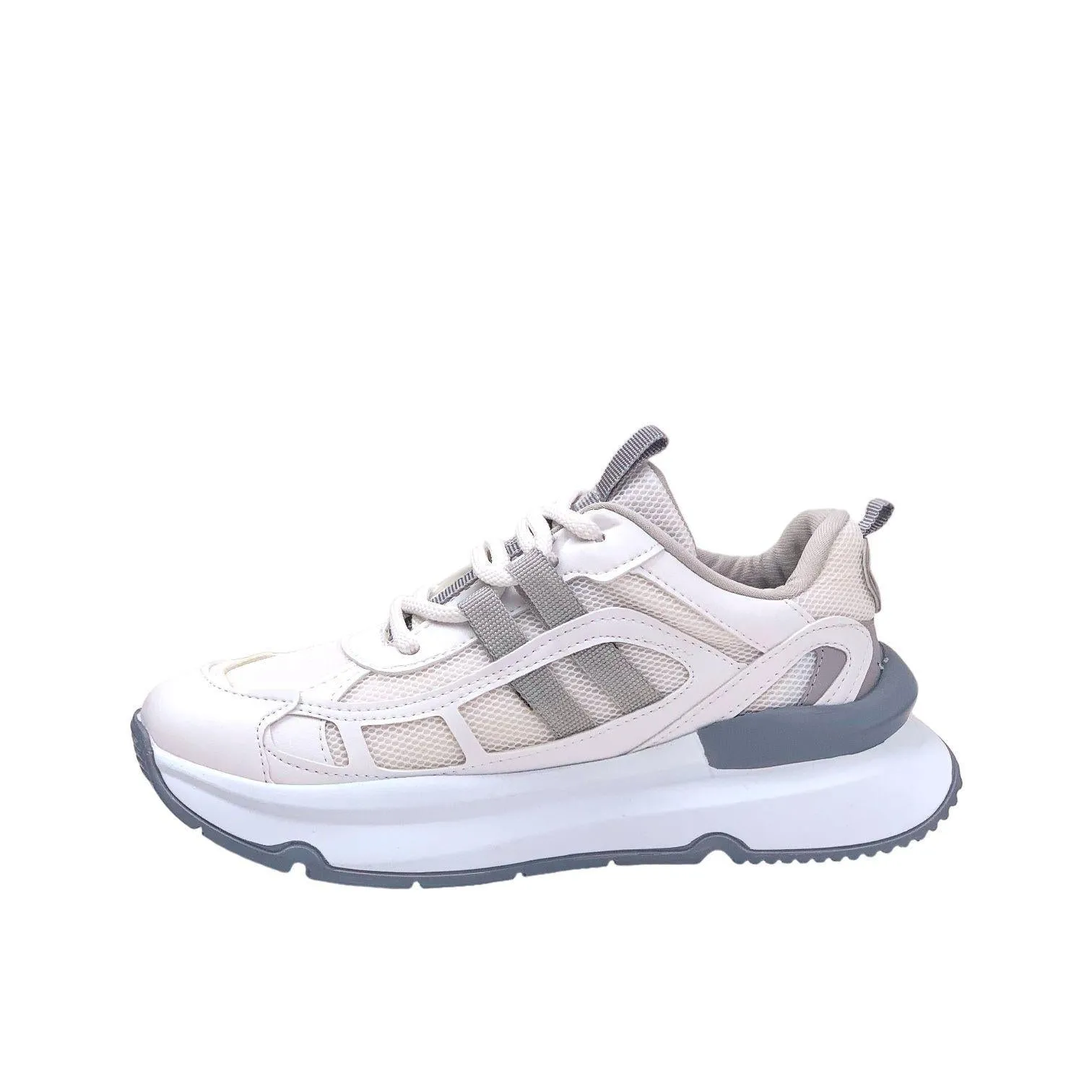 Women's Osda White Gray Casual Sports Shoes Sneaker 4 cm