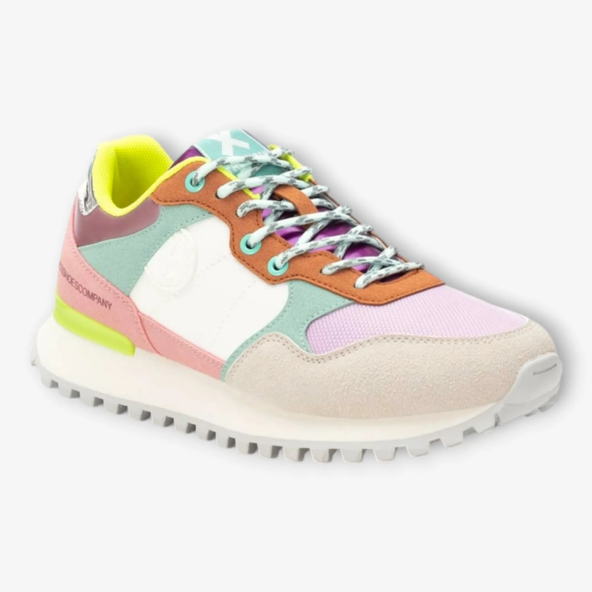 XTI White Trainers with Multicoloured Details and Wedge Sole